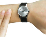 Calvin Klein City Silver Dial Black Leather Strap Watch For Women - K2G231C6