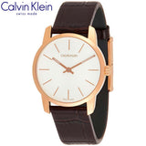 Buy Shop Calvin Klein City Silver Dial Brown Leather Strap Watch For Men - K2G21629 USA Online