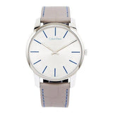 Buy Shop Calvin Klein City Silver Dial Grey Leather Strap Watch for Men - K2G211Q4 USA Online