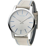 Buy Shop Calvin Klein City Silver Dial Grey Leather Strap Watch for Men - K2G211Q4 USA Online