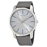 Buy Shop Calvin Klein City Silver Dial Grey Leather Strap Watch for Men - K2G211Q4 USA Online