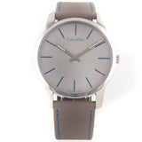 Buy Shop Calvin Klein City Silver Dial Grey Leather Strap Watch for Men - K2G211Q4 USA Online