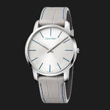 Buy Shop Calvin Klein City Silver Dial Grey Leather Strap Watch for Men - K2G211Q4 USA Online