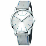 Buy Shop Calvin Klein City Silver Dial Grey Leather Strap Watch for Men - K2G211Q4 USA Online