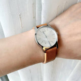 Buy Shop Calvin Klein City Silver Dial Light Brown Leather Strap Watch For Women- K2G23120 USA Online