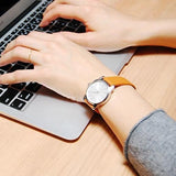 Buy Shop Calvin Klein City Silver Dial Light Brown Leather Strap Watch For Women- K2G23120 USA Online