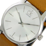 Buy Shop Calvin Klein City Silver Dial Light Brown Leather Strap Watch For Women- K2G23120 USA Online