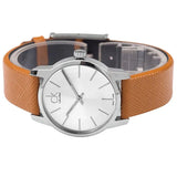 Buy Shop Calvin Klein City Silver Dial Light Brown Leather Strap Watch For Women- K2G23120 USA Online