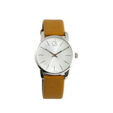 Buy Shop Calvin Klein City Silver Dial Light Brown Leather Strap Watch For Women- K2G23120 USA Online