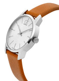Buy Shop Calvin Klein City Silver Dial Light Brown Leather Strap Watch For Women- K2G23120 USA Online