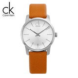 Buy Shop Calvin Klein City Silver Dial Light Brown Leather Strap Watch For Women- K2G23120 USA Online