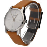 Buy Shop Calvin Klein City Silver Dial Orange Leather Strap Watch for Women - K2G231G6 USA Online