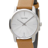 Buy Shop Calvin Klein City Silver Dial Orange Leather Strap Watch for Women - K2G231G6 USA Online
