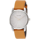 Buy Shop Calvin Klein City Silver Dial Orange Leather Strap Watch for Women - K2G231G6 USA Online