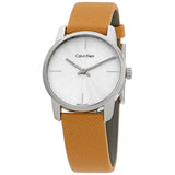 Buy Shop Calvin Klein City Silver Dial Orange Leather Strap Watch for Women - K2G231G6 USA Online