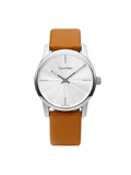 Buy Shop Calvin Klein City Silver Dial Orange Leather Strap Watch for Women - K2G231G6 USA Online