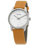 Buy Shop Calvin Klein City Silver Dial Orange Leather Strap Watch for Women - K2G231G6 USA Online