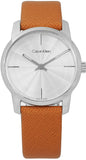 Buy Shop Calvin Klein City Silver Dial Orange Leather Strap Watch for Women - K2G231G6 USA Online