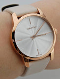 Buy Shop Calvin Klein City Silver Dial White Leather Strap Watch for Women - K2G236X6 USA Online