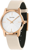 Buy Shop Calvin Klein City Silver Dial White Leather Strap Watch for Women - K2G236X6 USA Online