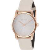Buy Shop Calvin Klein City Silver Dial White Leather Strap Watch for Women - K2G236X6 USA Online