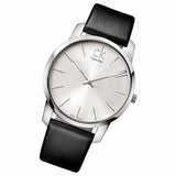 Buy Shop Calvin Klein City White Dial Black Leather Strap Watch For Men - K2G211C6 USA Online