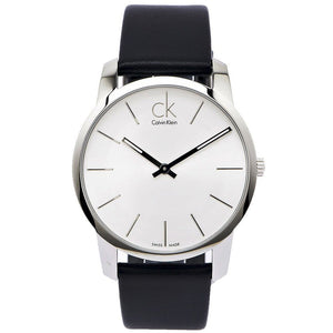 Buy Shop Calvin Klein City White Dial Black Leather Strap Watch For Men - K2G211C6 USA Online