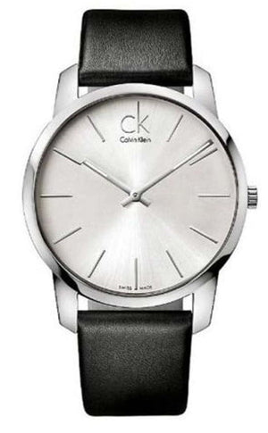 Buy Shop Calvin Klein City White Dial Black Leather Strap Watch For Men - K2G211C6 USA Online