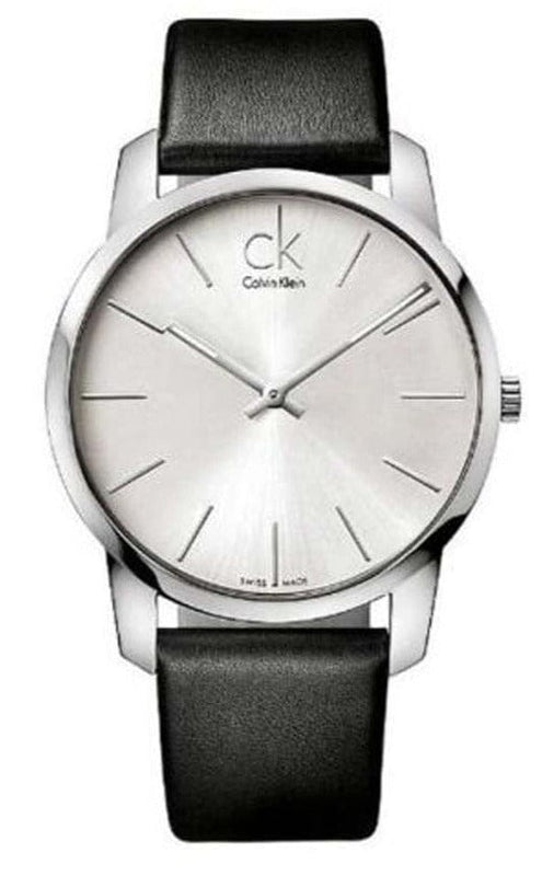 Buy Shop Calvin Klein City White Dial Black Leather Strap Watch For Men - K2G211C6 USA Online