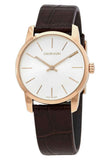 Buy Shop Calvin Klein City White Dial Brown Leather Strap Watch for Men - K2G21629 USA Online