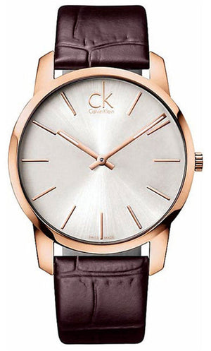 Buy Shop Calvin Klein City White Dial Brown Leather Strap Watch for Men - K2G21629 USA Online