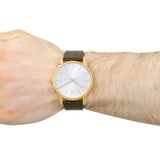 Calvin Klein City White Dial Brown Leather Strap Watch for Men - K2G21629