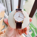 Buy Shop Calvin Klein City White Mother of Pearl Dial Brown Leather Strap Watch for Women - K2G23620 USA Online