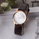Buy Shop Calvin Klein City White Mother of Pearl Dial Brown Leather Strap Watch for Women - K2G23620 USA Online
