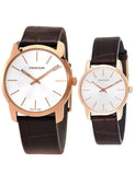 Buy Shop Calvin Klein City White Mother of Pearl Dial Brown Leather Strap Watch for Women - K2G23620 USA Online