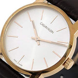 Buy Shop Calvin Klein City White Mother of Pearl Dial Brown Leather Strap Watch for Women - K2G23620 USA Online