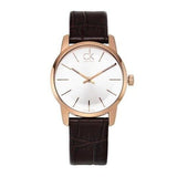 Buy Shop Calvin Klein City White Mother of Pearl Dial Brown Leather Strap Watch for Women - K2G23620 USA Online