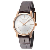 Buy Shop Calvin Klein City White Mother of Pearl Dial Brown Leather Strap Watch for Women - K2G23620 USA Online