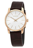 Buy Shop Calvin Klein City White Mother of Pearl Dial Brown Leather Strap Watch for Women - K2G23620 USA Online