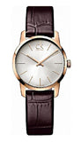 Buy Shop Calvin Klein City White Mother of Pearl Dial Brown Leather Strap Watch for Women - K2G23620 USA Online