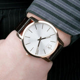 Buy Shop Calvin Klein City Silver Dial Black Leather Strap Watch For Men - K2G21520 USA Online