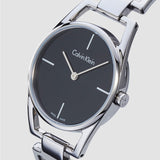 Buy Shop Calvin Klein Dainty Black Dial Silver Steel Strap Watch for Women - K7L23141 USA Online
