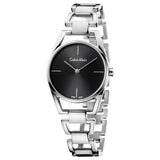 Buy Shop Calvin Klein Dainty Black Dial Silver Steel Strap Watch for Women - K7L23141 USA Online