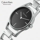 Buy Shop Calvin Klein Dainty Black Dial Silver Steel Strap Watch for Women - K7L23141 USA Online