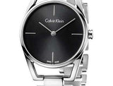 Buy Shop Calvin Klein Dainty Black Dial Silver Steel Strap Watch for Women - K7L23141 USA Online