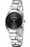 Buy Shop Calvin Klein Dainty Black Dial Silver Steel Strap Watch for Women - K7L23141 USA Online