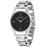Buy Shop Calvin Klein Dainty Black Dial Silver Steel Strap Watch for Women - K7L23141 USA Online