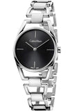 Buy Shop Calvin Klein Dainty Black Dial Silver Steel Strap Watch for Women - K7L23141 USA Online