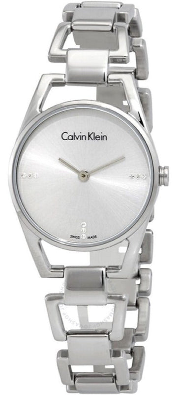 Buy Shop Calvin Klein Dainty Diamonds Silver Dial Sliver Steel Strap Watch for Women - K7L2314T USA Online