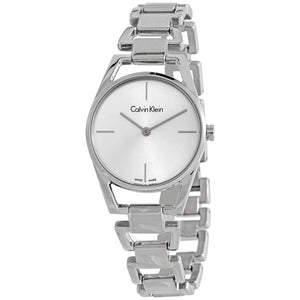 Buy Shop Calvin Klein Dainty Silver Dial Silver Steel Strap Watch for Women - K7L23146 USA Online